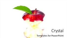  Presentation with adam eve - Amazing slide deck having adam eve - red apple with green leaf backdrop and a white colored foreground