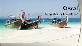  Presentation with boat tourism - Theme featuring adaman sea and wooden boat in thailand tourism background with sea beach background and a light blue colored foreground