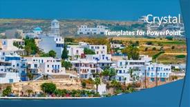  Presentation with sea - Colorful presentation theme enhanced with adamantas-adamas-harbor-town backdrop and a teal colored foreground