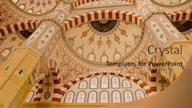  Presentation with mosque - Colorful PPT theme enhanced with turkey - sabanci merkez camii mosque backdrop and a coral colored foreground