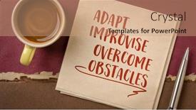  Presentation with motivational - PPT layouts enhanced with adapt-improvise-overcome-obstacles-motivational background and a coral colored foreground