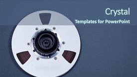  Presentation with professional sound recording - Presentation theme enhanced with adapters - open metal reel with tape background and a  colored foreground