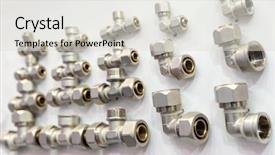  Presentation with components - Amazing presentation design having adapters - set of pipe fittings backdrop and a light gray colored foreground