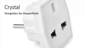  Presentation with power - Presentation design consisting of adapters - white plastic power adapter isolated background and a white colored foreground