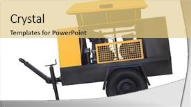  Presentation with compressor - Cool new slide deck with air compressor isolated on white backdrop and a light gray colored foreground