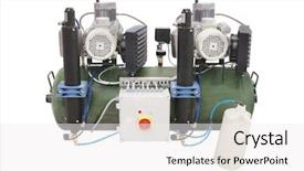  Presentation with compressor - Presentation design featuring compressor isolated under the white background and a  colored foreground