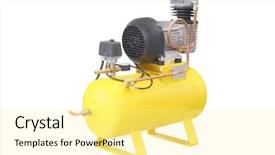  Presentation with compressor - Presentation theme featuring compressor isolated under the white background and a blonde colored foreground