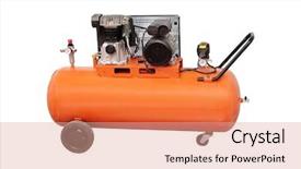  Presentation with compressor - Cool new slides with compressor isolated under the white backdrop and a lemonade colored foreground