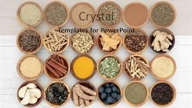  Presentation with healthy food - Audience pleasing presentation design consisting of adaptogen-healthy-food-with-herbs backdrop and a coral colored foreground