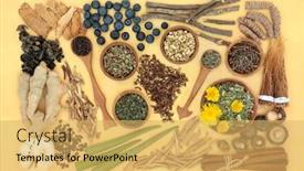  Presentation with plant based - PPT theme having adaptogen-herb-spice-health-food background and a yellow colored foreground