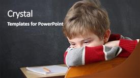  Presentation with student - Beautiful PPT theme featuring add education - bored and discouraged student backdrop and a dark gray colored foreground