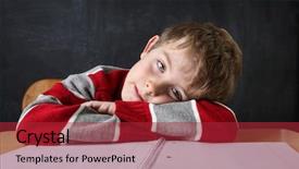  Presentation with student and covid - Presentation theme featuring add education - bored student laying his head background and a red colored foreground