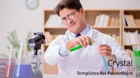  Presentation with mad scientist - Beautiful slide deck featuring add education - mad crazy scientist doctor doing backdrop and a lemonade colored foreground