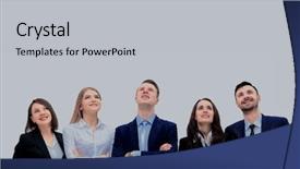  Presentation with women - Theme enhanced with add education - portrait of many men background and a light gray colored foreground