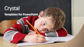  Presentation with student writing - Slide set featuring add education - student writing background and a dark gray colored foreground