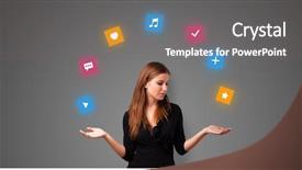  Presentation with application - Slide set consisting of add favorite - young person juggle with application background and a gray colored foreground