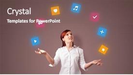  Presentation with application - Beautiful PPT layouts featuring add favorite - young person juggle with application backdrop and a violet colored foreground