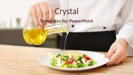  Presentation with chef - Audience pleasing presentation design consisting of female chef preparing tasty salad backdrop and a lemonade colored foreground