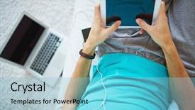  Presentation with modern - Presentation design consisting of addicted to gadgets during free background and a  colored foreground