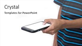  Presentation with cell - Colorful slide deck enhanced with addicted to his cell phone backdrop and a  colored foreground