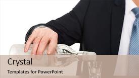  Presentation with vodka - Audience pleasing PPT theme consisting of alcohol addiction - businessman's hand pouring vodka backdrop and a  colored foreground