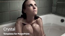  Presentation with beautiful young woman getting face - Beautiful PPT theme featuring addiction anger - beautiful young woman in bath backdrop and a tawny brown colored foreground