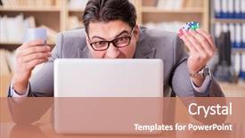  Presentation with playing cards - Colorful slide set enhanced with addiction anger - businessman gambling playing cards backdrop and a coral colored foreground