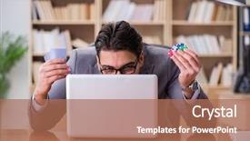  Presentation with bridge playing cards - Slide deck having addiction anger - businessman gambling playing cards background and a coral colored foreground