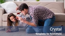  Presentation with domestic violence - Colorful presentation theme enhanced with addiction anger - domestic violence concept backdrop and a  colored foreground