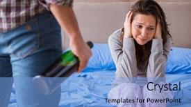  Presentation with domestic violence - Beautiful slide deck featuring addiction anger - domestic violence concept backdrop and a light blue colored foreground
