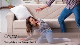  Presentation with domestic violence - Audience pleasing slides consisting of addiction anger - domestic violence concept backdrop and a coral colored foreground
