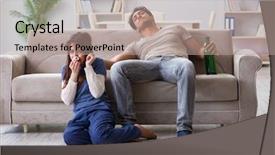  Presentation with domestic violence - Audience pleasing PPT layouts consisting of addiction anger - drunk husband abusing wife backdrop and a coral colored foreground