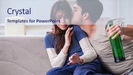  Presentation with domestic violence - Amazing slide deck having addiction anger - drunk husband abusing wife backdrop and a  colored foreground