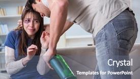  Presentation with domestic violence - Colorful PPT theme enhanced with addiction anger - drunk husband abusing wife backdrop and a  colored foreground