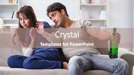  Presentation with addiction - Amazing slide set having addiction anger - drunk husband abusing wife backdrop and a  colored foreground