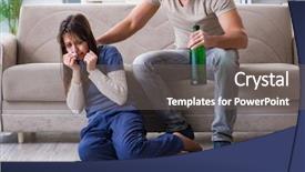  Presentation with domestic violence - Presentation theme having addiction anger - drunk husband abusing wife background and a  colored foreground