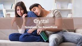  Presentation with domestic violence - Slides enhanced with addiction anger - drunk husband abusing wife background and a coral colored foreground