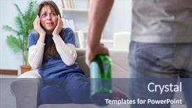  Presentation with domestic violence - PPT layouts enhanced with addiction anger - drunk husband abusing wife background and a ocean colored foreground