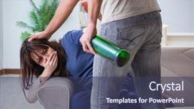  Presentation with domestic violence - Slide deck consisting of addiction anger - drunk husband abusing wife background and a ocean colored foreground