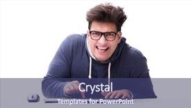  Presentation with computer - Colorful presentation design enhanced with addiction anger - funny nerd man working backdrop and a  colored foreground