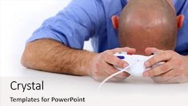 Presentation with video game addiction - Amazing presentation theme having addiction anger - man stressed out by video backdrop and a light gray colored foreground