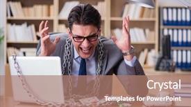  Presentation with online gambling - Colorful presentation design enhanced with addiction anger - young businessman addicted to online backdrop and a coral colored foreground