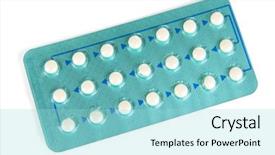  Presentation with chemistry white pills - Beautiful theme featuring addiction pregnancy - hormonal pills isolated on white backdrop and a arctic colored foreground