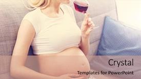  Presentation with pregnant addiction - PPT theme consisting of addiction pregnancy - picture of pregnant woman background and a coral colored foreground