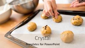  Presentation with chocolate chip cookies - Amazing slides having adding chocolate chip on dough for cookies backdrop and a coral colored foreground