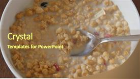  Presentation with cereal - Audience pleasing PPT theme consisting of adding milk into cereal backdrop and a tawny brown colored foreground