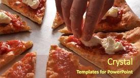  Presentation with mozzarella cheese - Presentation theme having adding mozzarella cheese to a pizza slices background and a tawny brown colored foreground