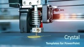  Presentation with automation - Colorful presentation design enhanced with addition - 3d printer or additive manufacturing backdrop and a ocean colored foreground