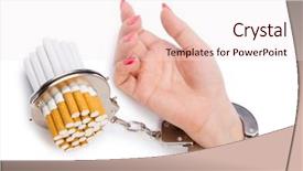  Presentation with cigarettes - Slide set having smoking anti tobacco chained - addition concept with cigarettes background and a sky blue colored foreground