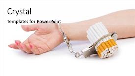  Presentation with cigarettes - Slide deck consisting of addition concept with cigarettes and handcuffs background and a white colored foreground
